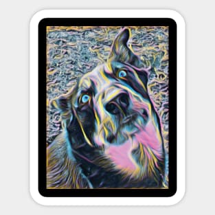 Cute rainbow colored dog Sticker